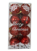 Yılbaşı Süs Top Asetat Kutulu 6 cm 16'lı Kırmızı Parlak Simli 7021