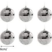 Asetat Kutulu Disko Topu Gümüş 6 cm 6'lı 7041