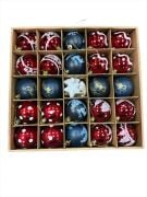 Yılbaşı Top Süs Asetat Kutulu Karışık 37 Parça 6 Cm 5058