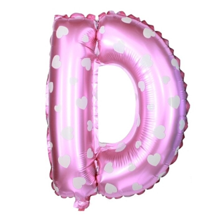 D Harf Pembe Kalpli Folyo Balon 16 inç