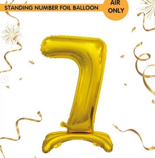 Ayaklı Gold Renkli 7 Rakam Folyo Balon