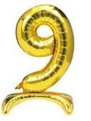 Ayaklı Gold Renkli 9 Rakam Folyo Balon