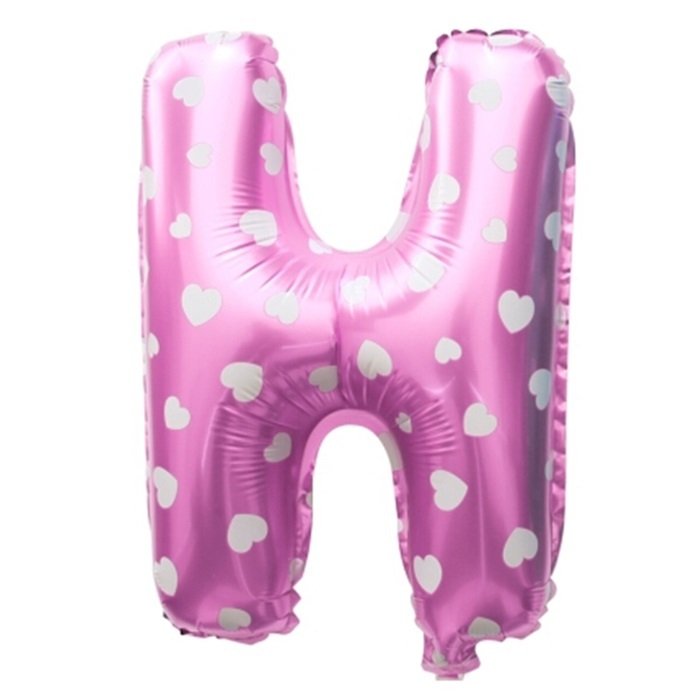 H Harf Pembe Kalpli Folyo Balon 16 inç