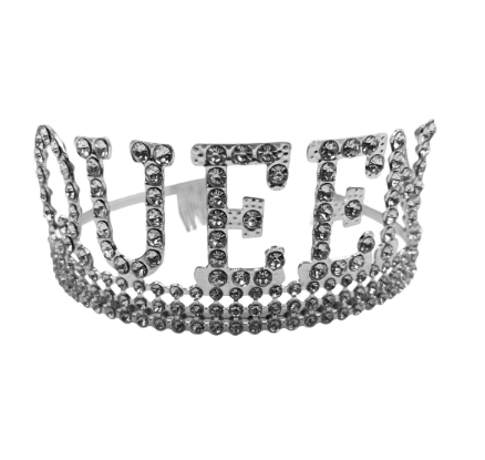 Taç Metal Taşlı Queen Lüks Gümüş