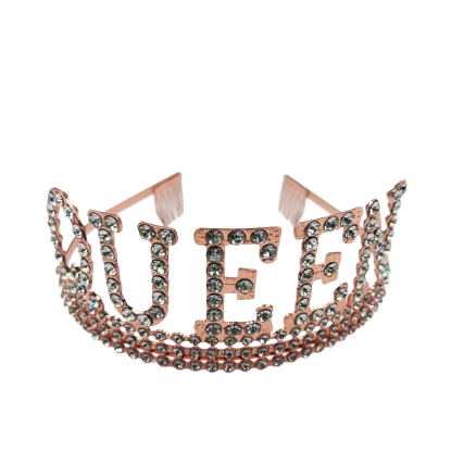 Taç Metal Taşlı Queen Lüks Rose Gold