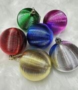 Yılbaşı Top Süs 6 Cm  Renkli Çizgili Model 6'lı 4686