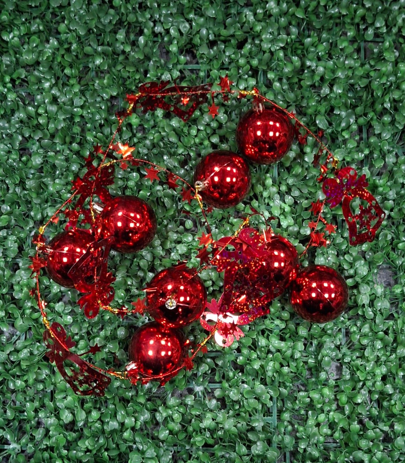 Yılbaşı Süs Top Dizili Kırmızı 4396