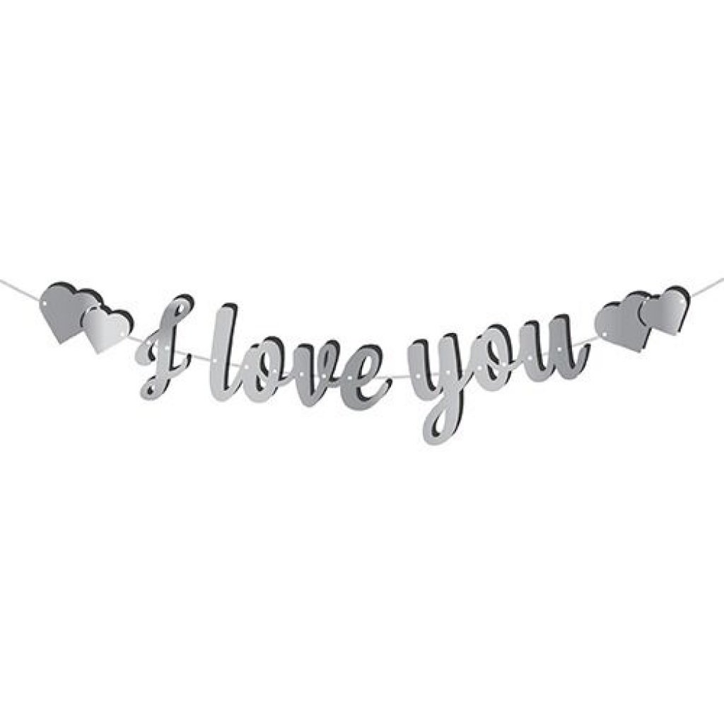 Kaligrafi Banner Gümüş I love you