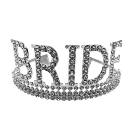 Taç Metal Taşlı Bride Lüks Gümüş