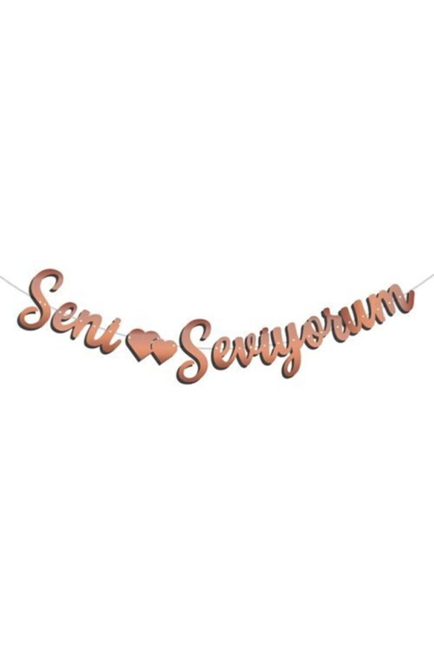 Kaligrafi Banner Rose Gold SENİ SEVİYORUM