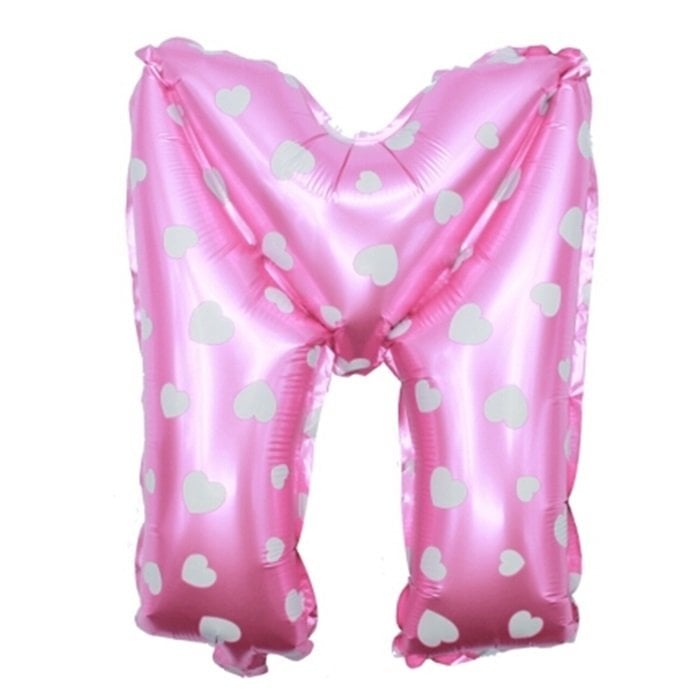 M Harf Pembe Kalpli Folyo Balon 16 inç