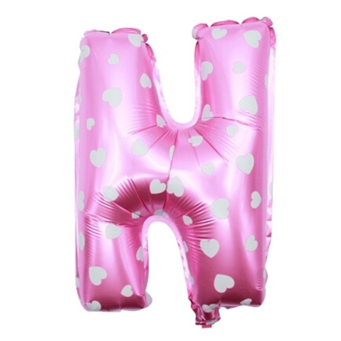 N Harf Pembe Kalpli Folyo Balon 16 inç