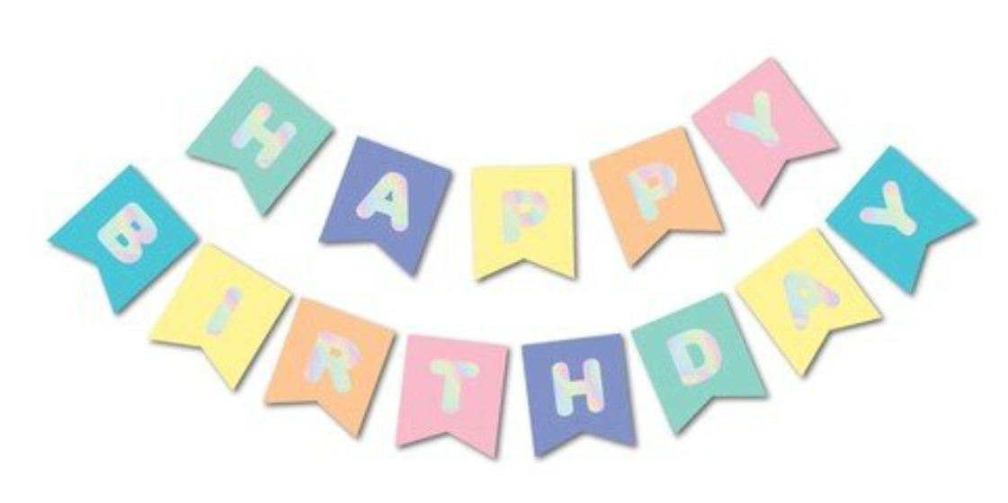 Makaron Gümüş Happy Birthday Yaldızlı Banner