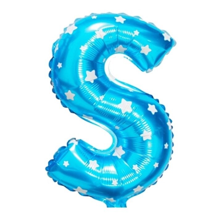 S Harf Mavi Yıldız Folyo Balon 16 inç