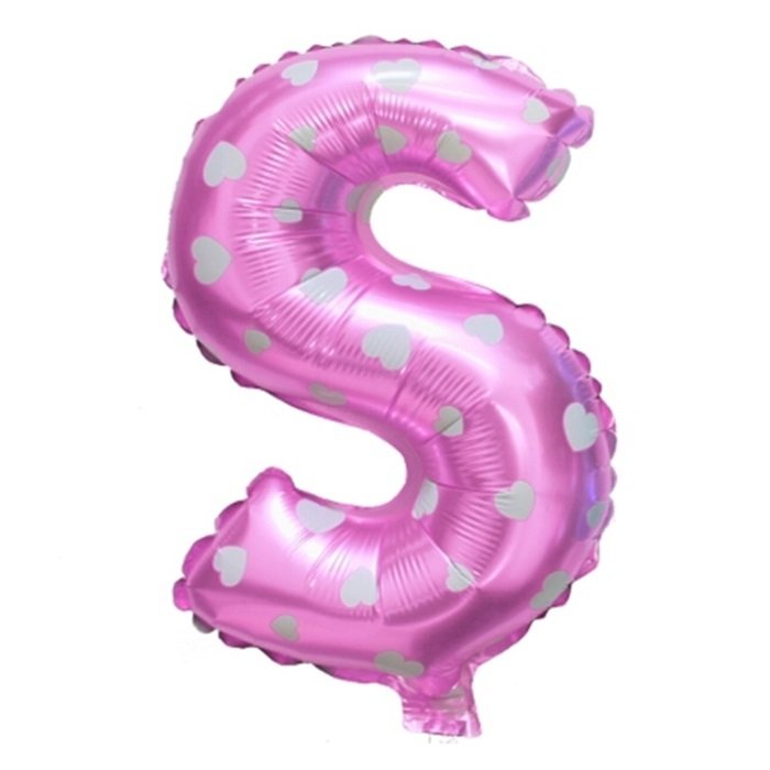 S Harf Pembe Kalpli Folyo Balon 16 inç