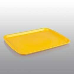 Lüks Plastik Mika Dikdörtgen Tepsi 26x36 Cm Sarı