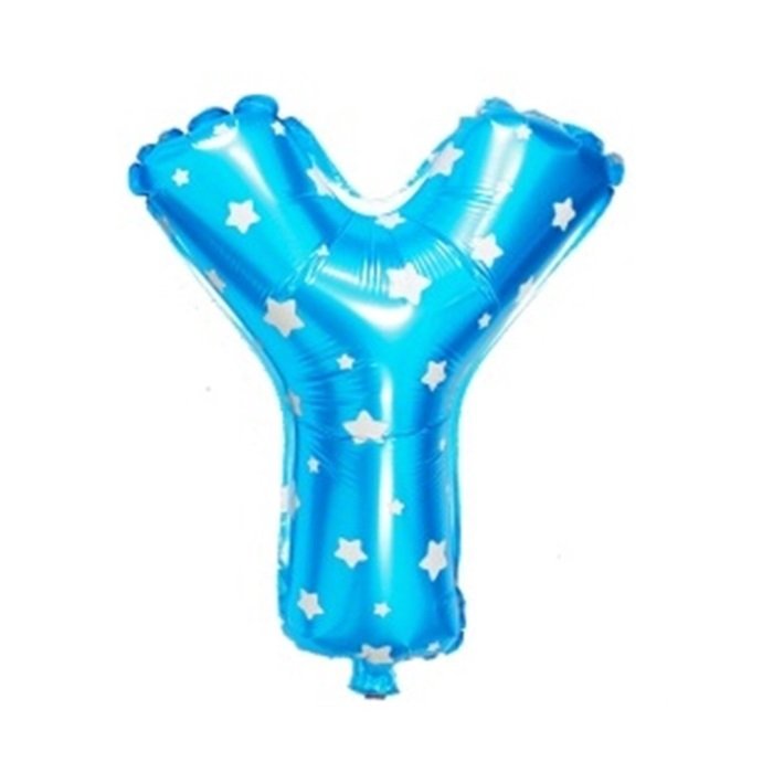 Y Harf Mavi Yıldız Folyo Balon 16 inç