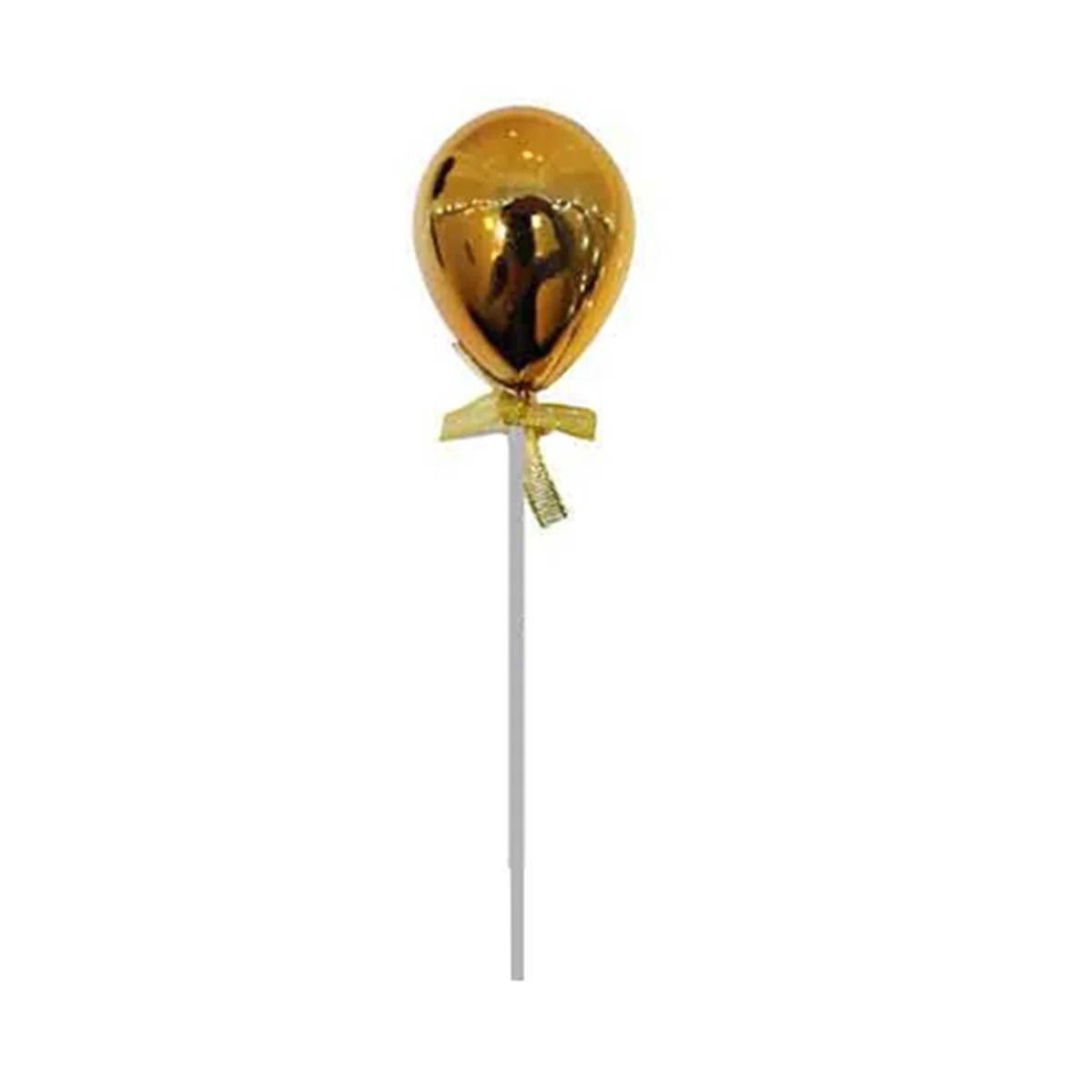 Krom Gold Renk Balonlu Pasta Üstü Çubuklu Lüks