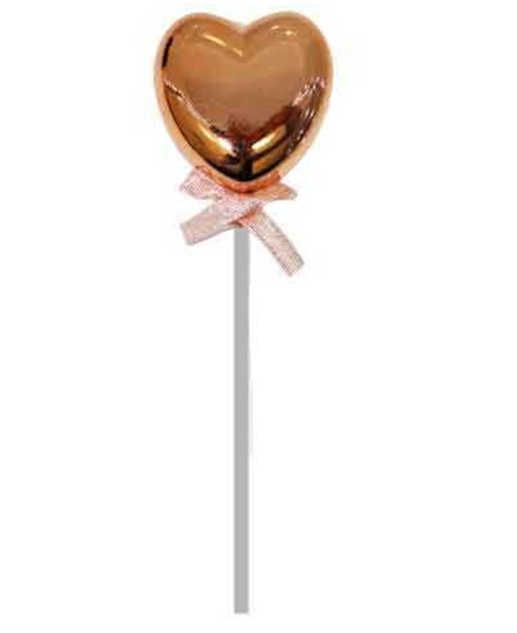 Krom Rose Gold Renk Kalp Pasta Üstü Çubuklu Lüks