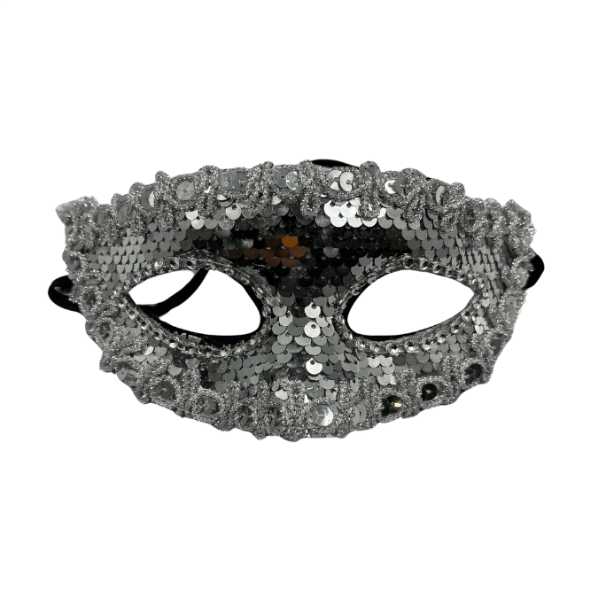 Maske Plastik Pullu Lüks Gümüş
