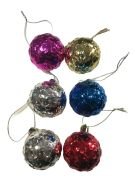 Yılbaşı Top Süs 4 Cm Renkli Yıldız Baskılı 6'lı 4785