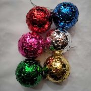 Yılbaşı Top Süs 4 Cm Renkli Yıldız Baskılı 6'lı 4785