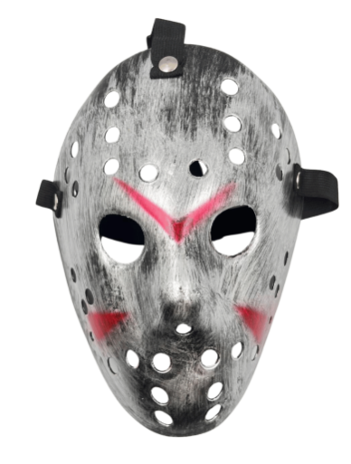 Maske Jason Kırmızı Şeritli Gümüş