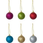 Yılbaşı Top Süs 4 Cm Renkli Simli 6'lı 2024