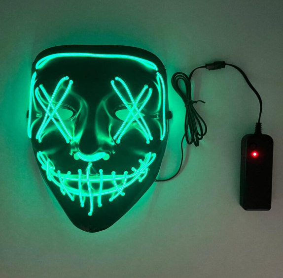 Maske Vendetta Neon Yeşil Işıklı
