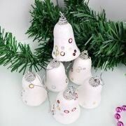 3 Cm Sedef Beyaz Çan 6'lı  2154