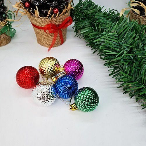 Yılbaşı Top Süs Parlak Dikenli 4 Cm 6 Lı 2246