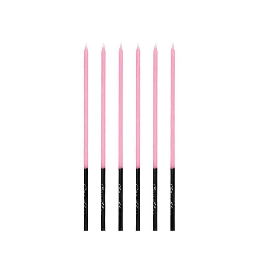 Mum İnce Kalem Model Makaron Pembe15 Cm 6'lı