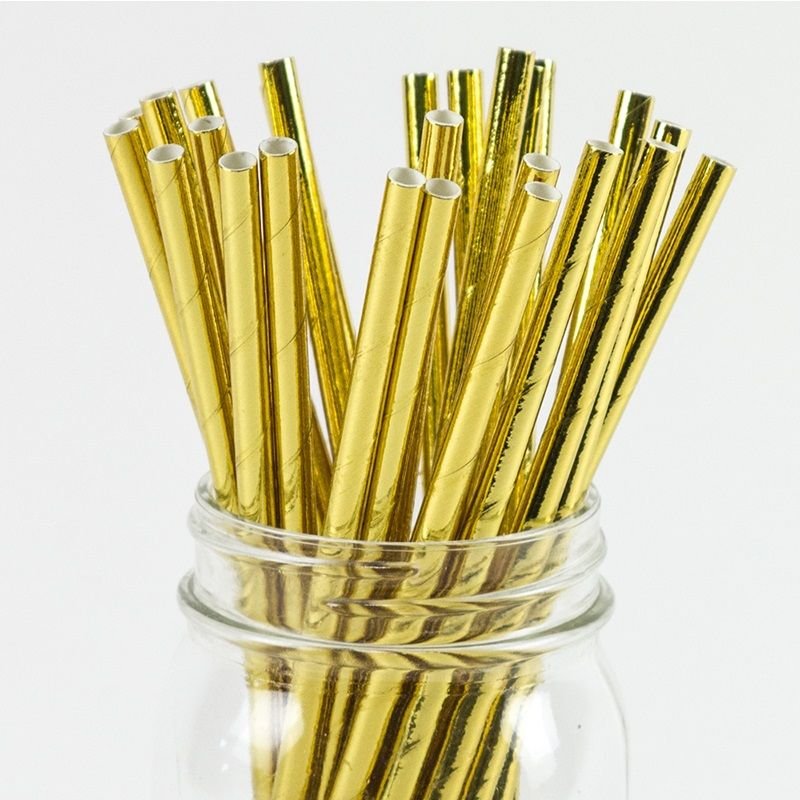 Kağıt Pipet Parlak Gold