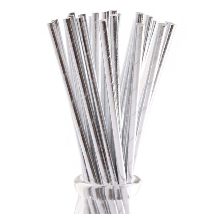 Kağıt Pipet Parlak Gümüş