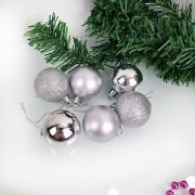 Yılbaşı Top Süs 4 Cm Gümüş Simli Mat Parlak  6'Lı 2260