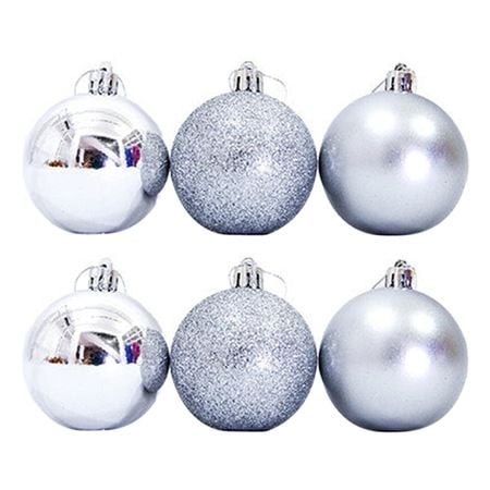 Yılbaşı Top Süs 4 Cm Gümüş Simli Mat Parlak  6'Lı 2260