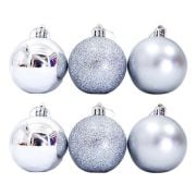 Yılbaşı Top Süs 4 Cm Gümüş Simli Mat Parlak  6'Lı 2260