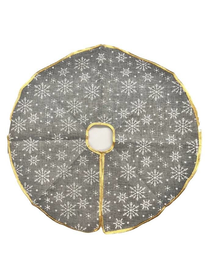 Yılbaşı Çam Ağaç Örtüsü Jüt Kar Tanesi Baskılı 60 Cm