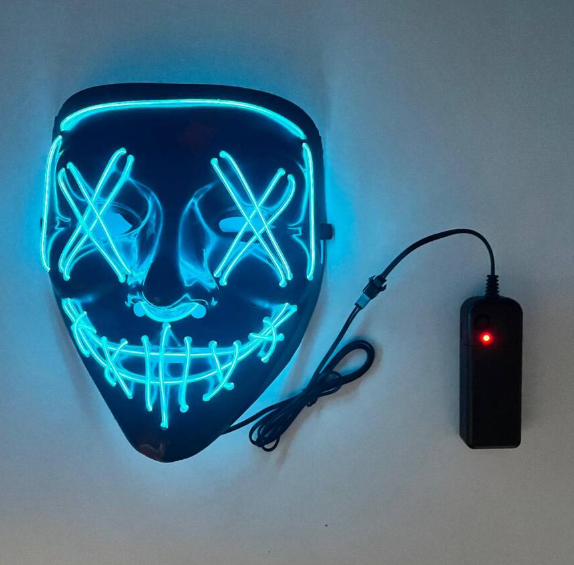 Maske Vendetta Neon Mavi-Yeşil Işıklı