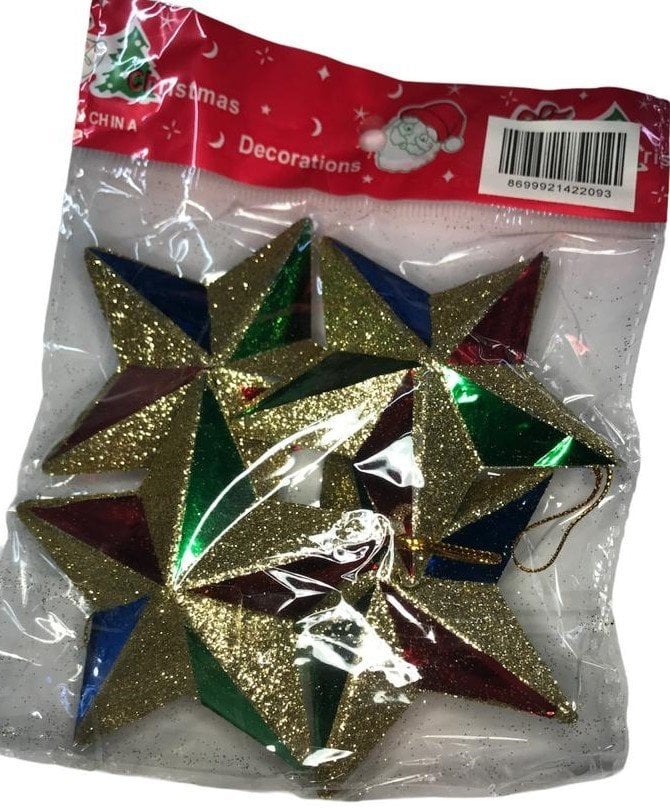 Renkli Yıldız 4'lü Ağaç Süsü  2093