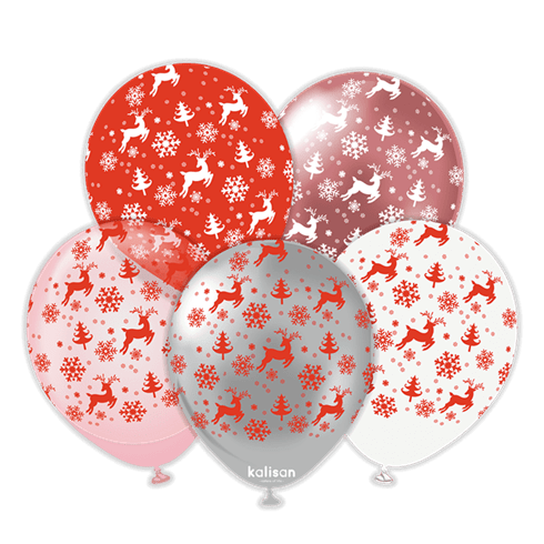 Yılbaşı Temalı Christmas Reindeer Mix 12'' 25'li Baskılı Balon