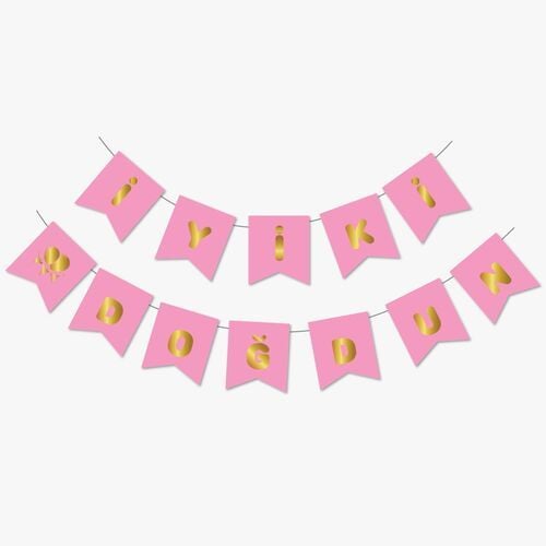 Pembe Gold Yaldızlı Banner
