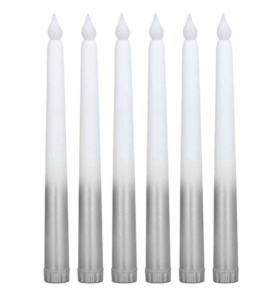 Mum Led Şamdan Gümüş Beyaz 28 Cm 1 Adet