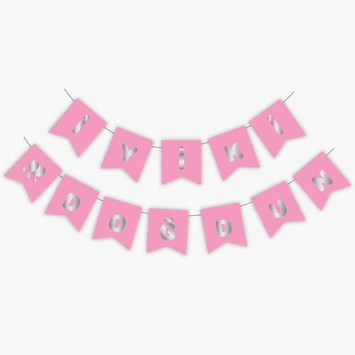 Pembe Gümüş Yaldızlı Banner