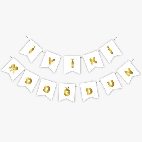 Beyaz Gold Yaldızlı Banner