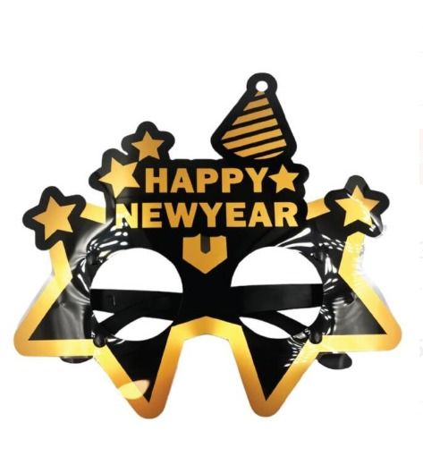 Yılbaşı Temalı Pvc Gözlük Siyah Happy New Year