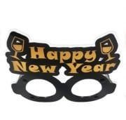 Yılbaşı Temalı Pvc Gözlük Siyah Happy New Year Kadehli