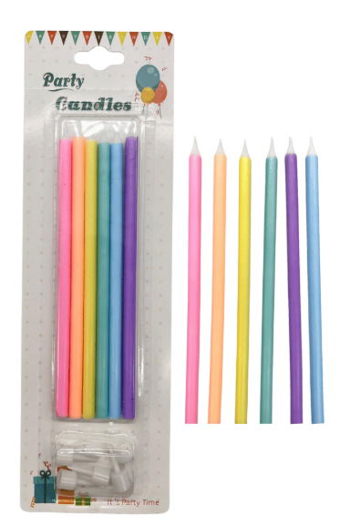 Mum İnce Makaron Renkli 15 cm 6 Parça