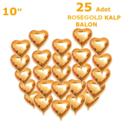 10 Inch Rose Gold Kalp 25'li Folyo Balon