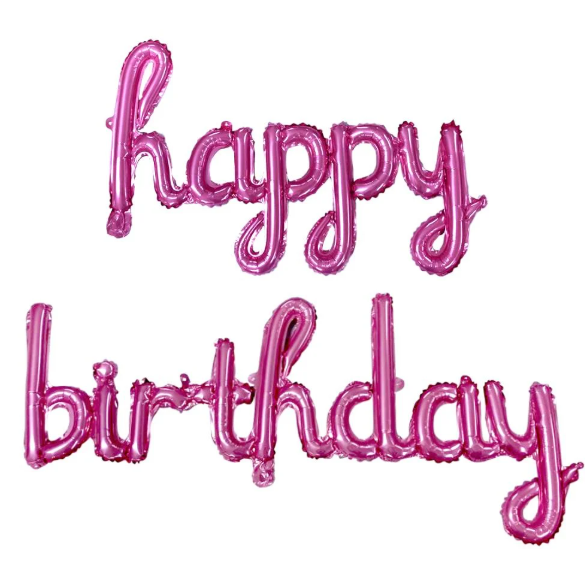 Happy Birthday İmza Folyo Balon Pembe